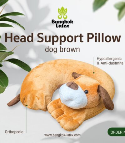 Travel Pillow of Traditional Shape Dog Brown