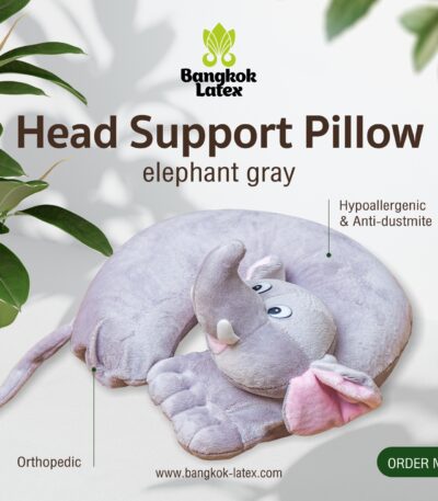 Travel Pillow of Traditional Shape Elephant Gray