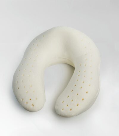 Head Support Ergonomic Travel Pillow Brown with satin ribbons